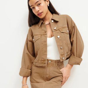 Reformation - NWT Jori Cropped Denim Jacket (Vintage Marzipan, Size S) MSRP $168